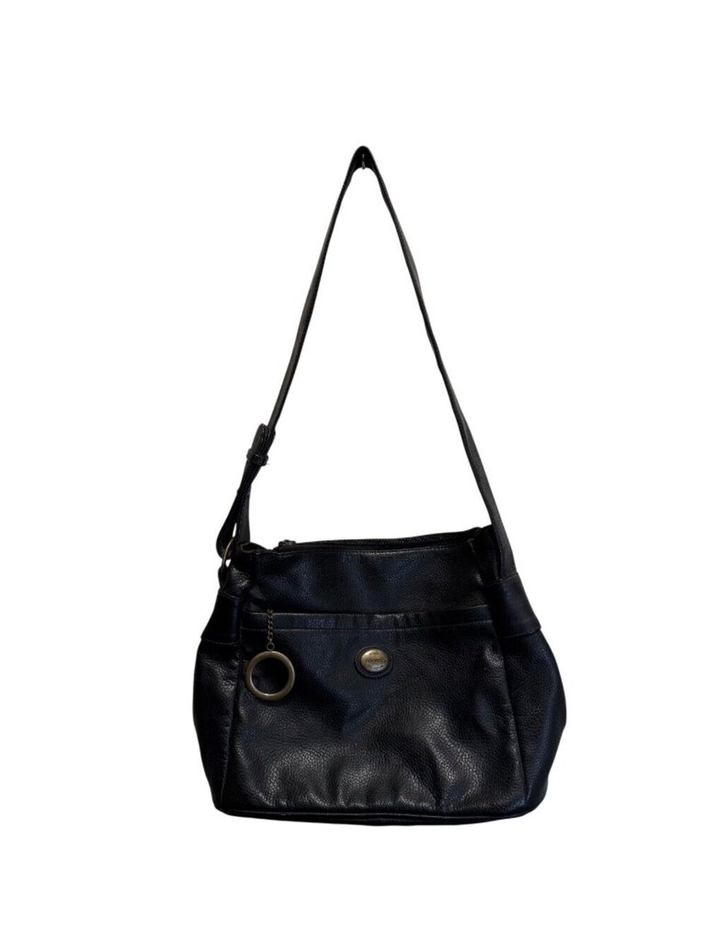 Capezio Studio Collection Black Pebbled Shoulder Bag With Brass Accents Adjustab